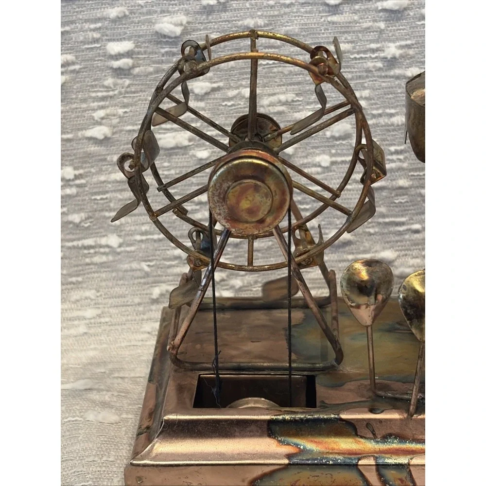 Horse Carousel Ferris Wheel Fair Music BoxWind Up Copper Tin Carousel Waltz READ